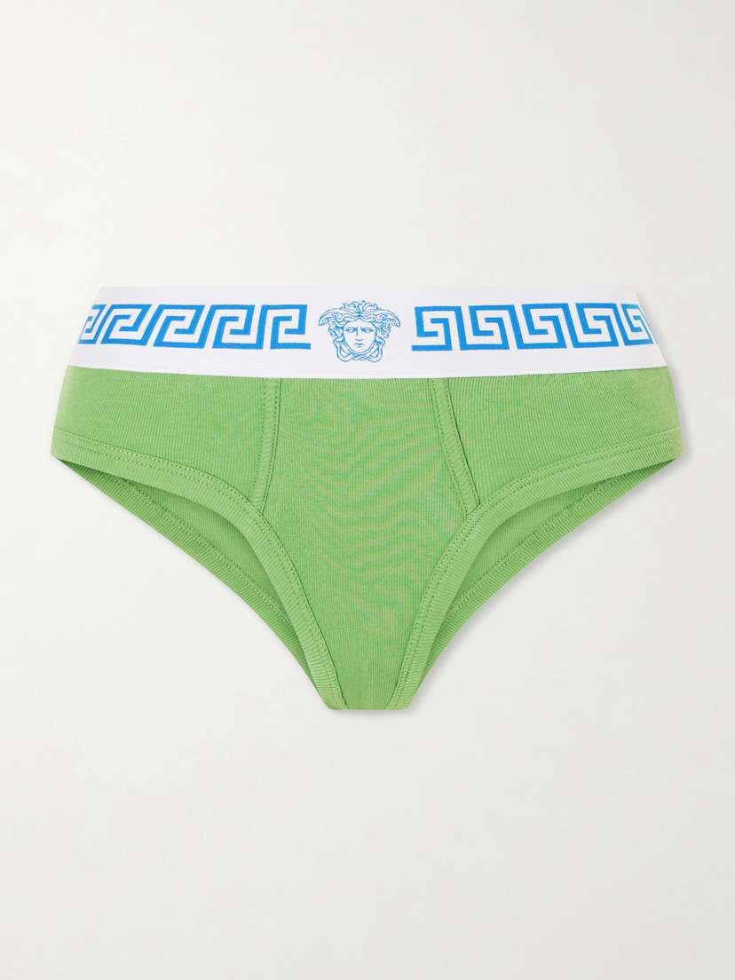 Versace Ribbed Cotton-blend Jersey Briefs