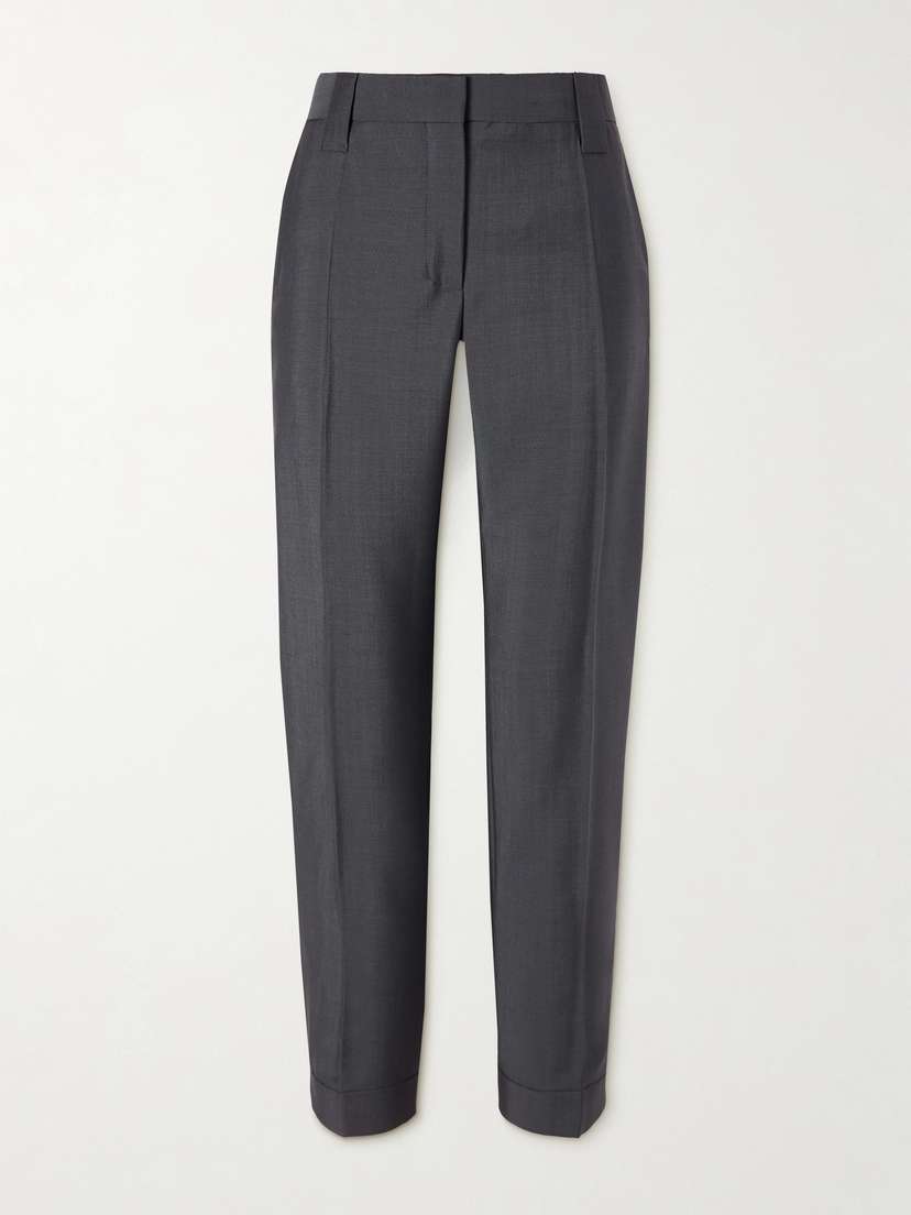 Versace Formal Mohair And Wool-blend Straight-leg Pants