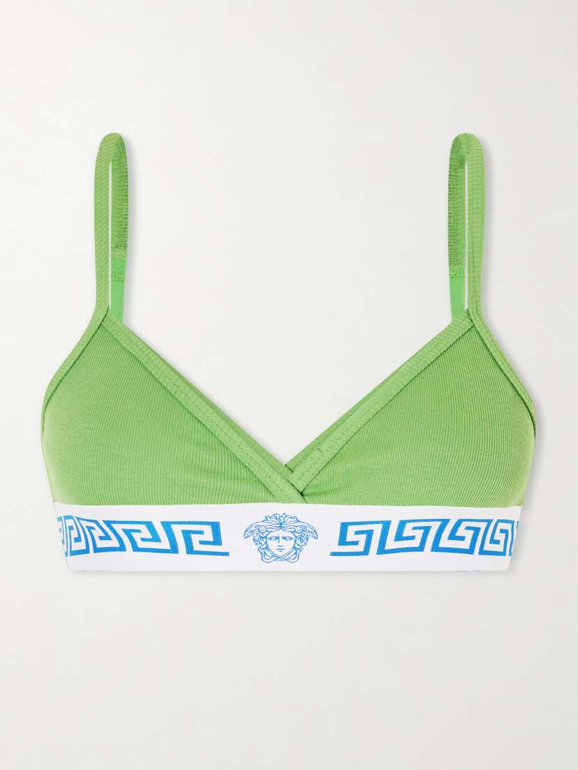 Versace Ribbed Cotton-blend Jersey Bralette