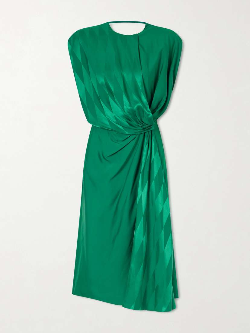 Versace Rhombuses Printed Jacquard-satin Midi Dress