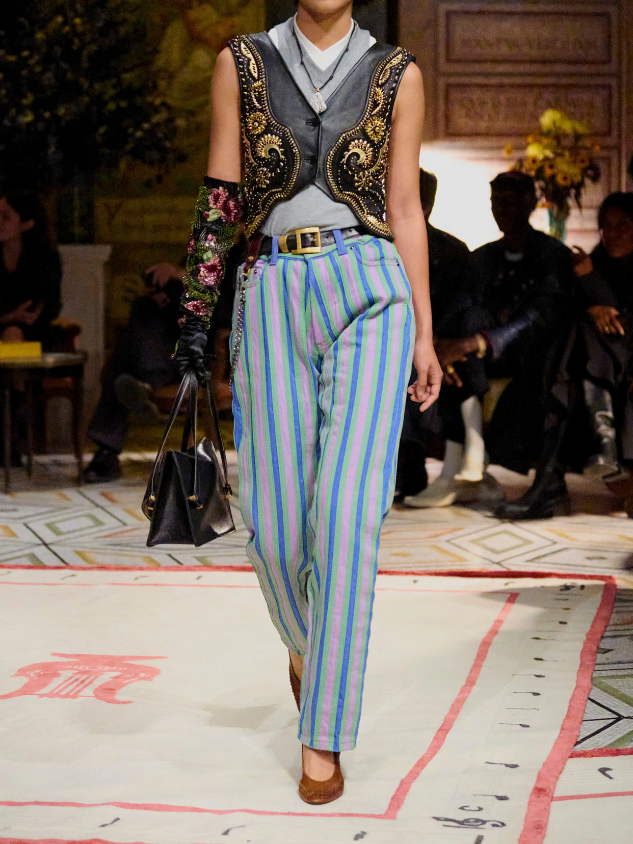 Embellished Leather Vest
