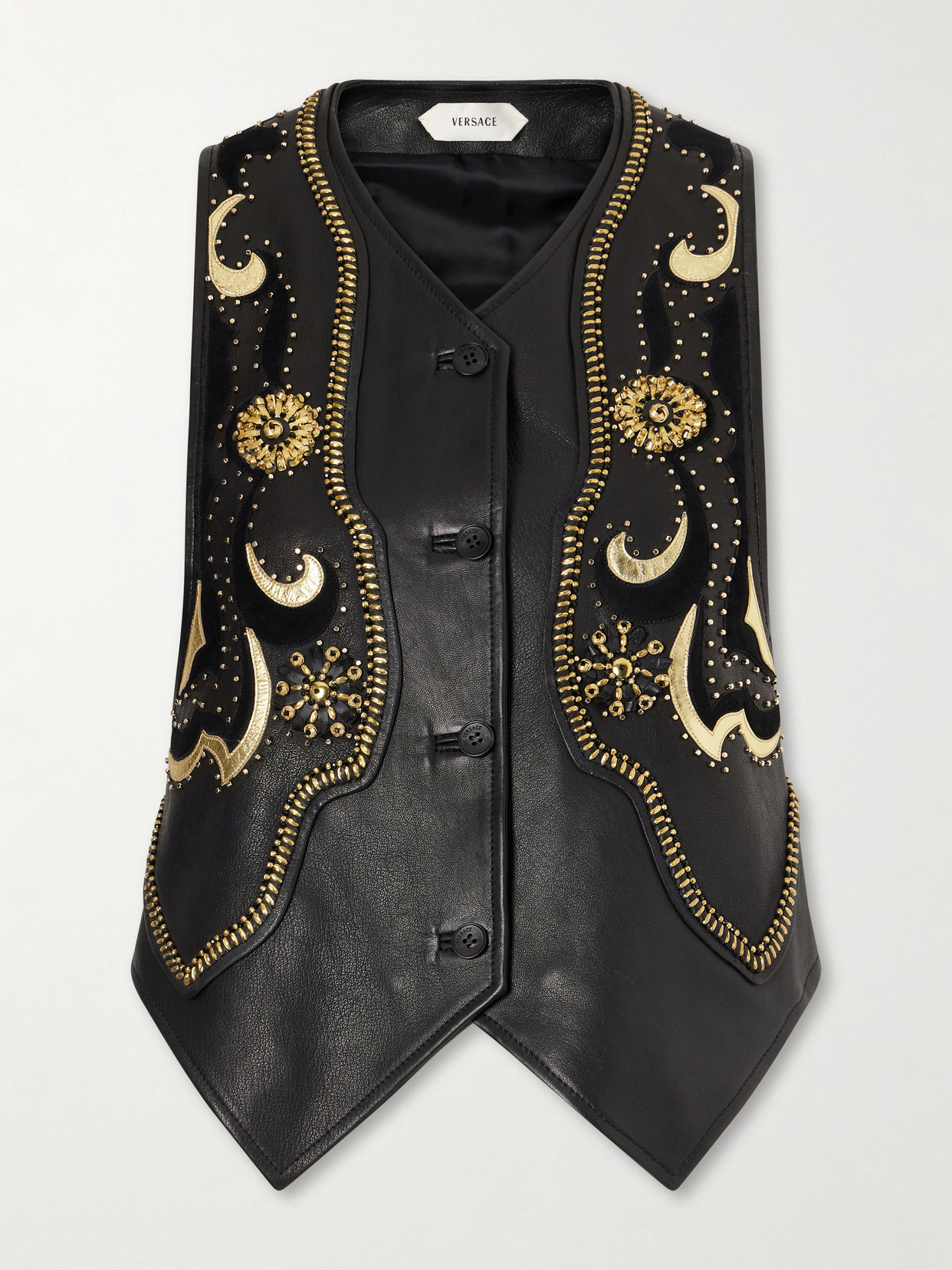 Embellished Leather Vest