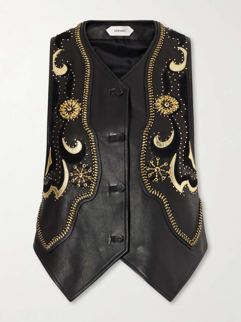 Versace Embellished Leather Vest