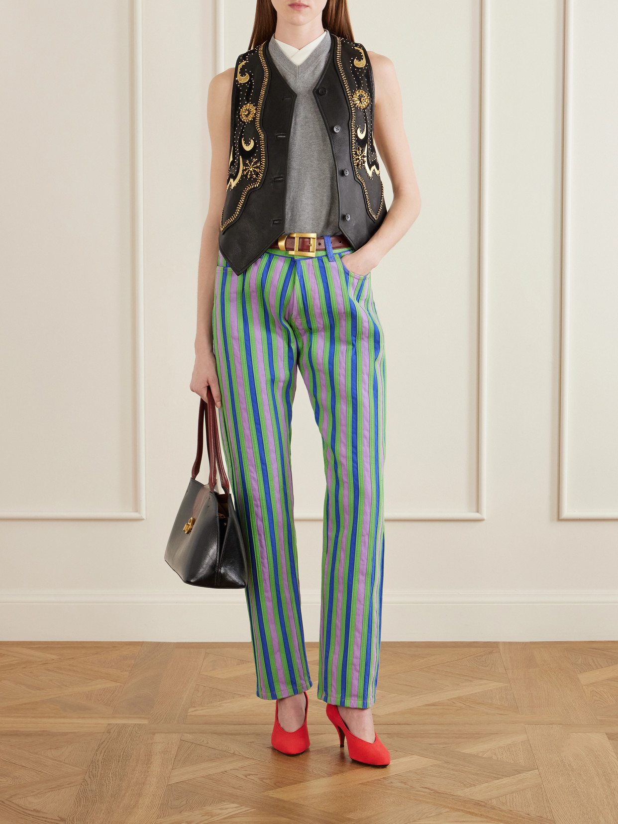 Embellished Leather Vest