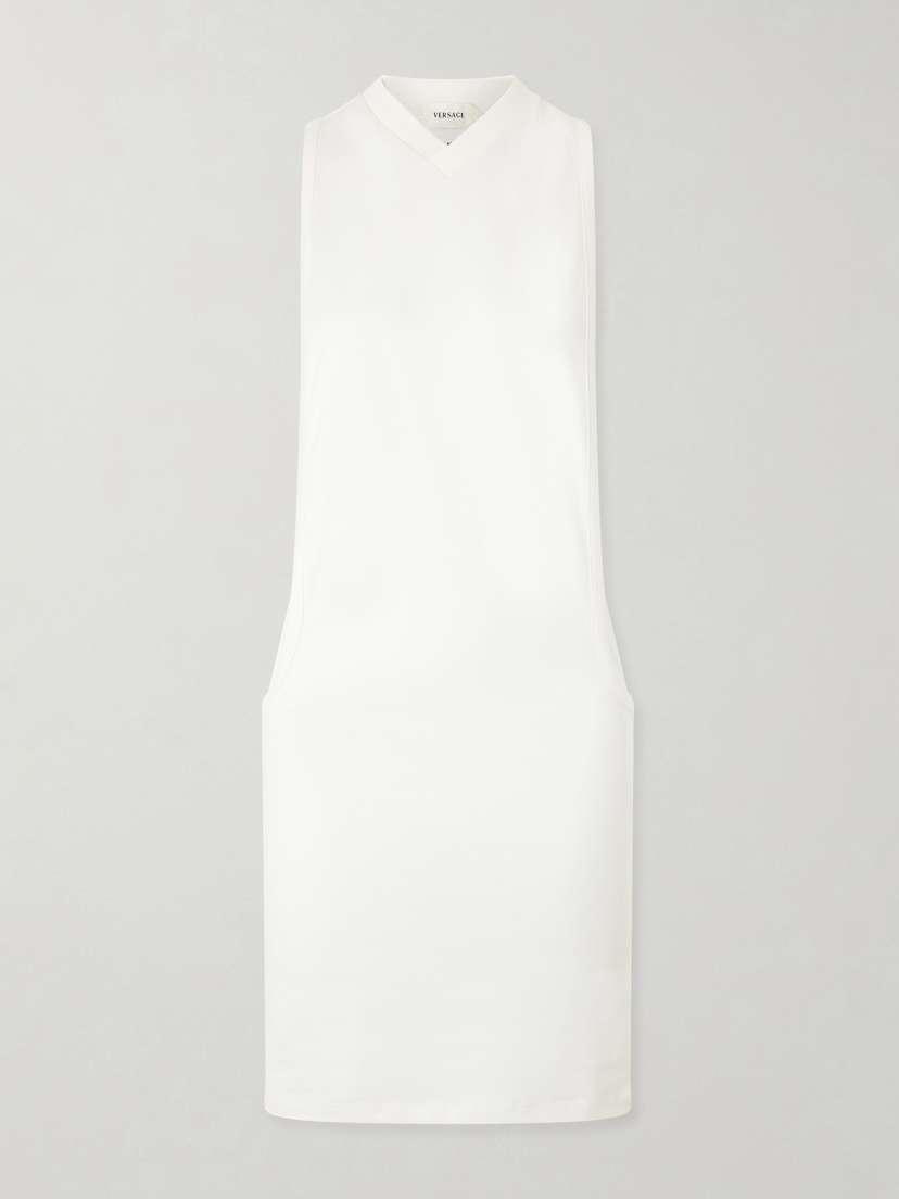 Versace Sleeveless Embroidered Stretch-cotton Jersey Dress