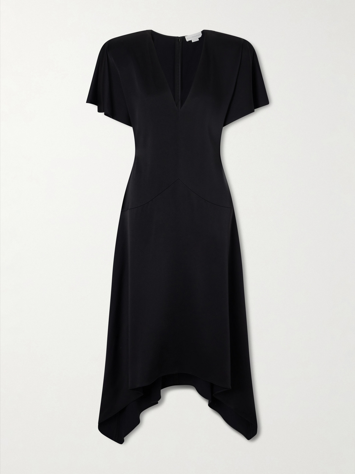 Stella Mccartney Womens Black Relaxed-fit V-neck Woven Midi Dress