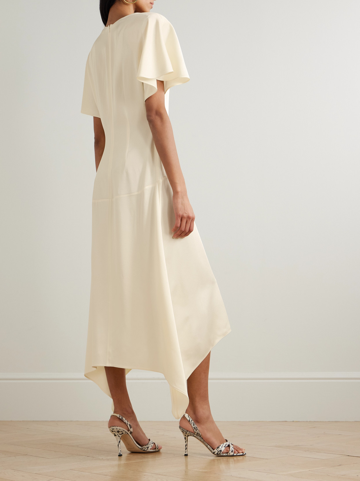 Stella Mccartney Layered Lace-trimmed Silk Crepe De Chine Midi Dress In White