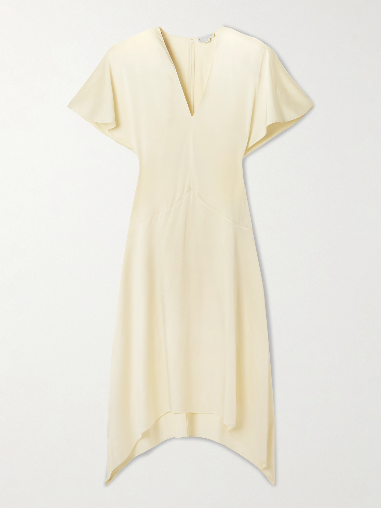 Stella Mccartney Layered Lace-trimmed Silk Crepe De Chine Midi Dress In White