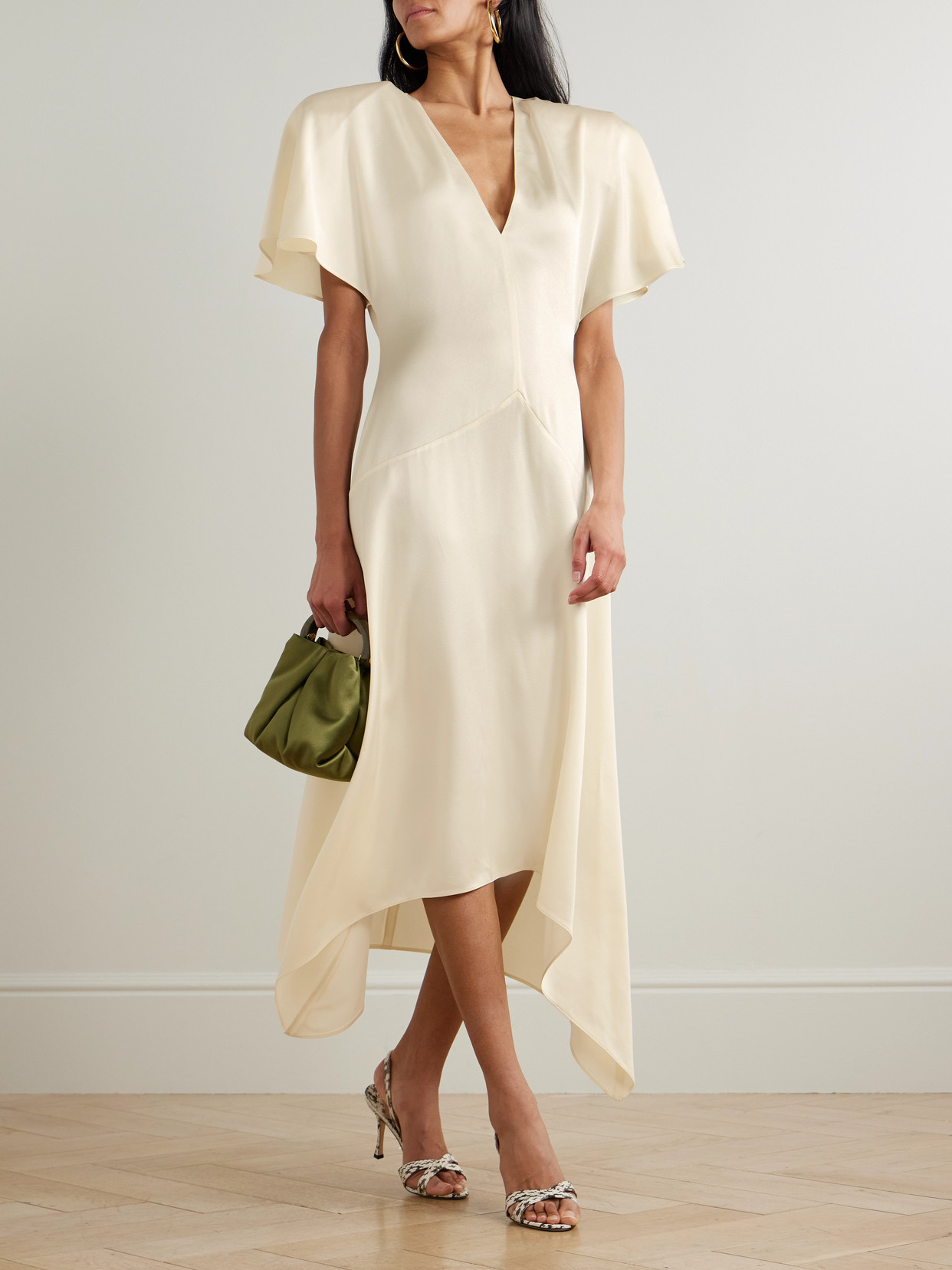 Stella Mccartney Layered Lace-trimmed Silk Crepe De Chine Midi Dress In White