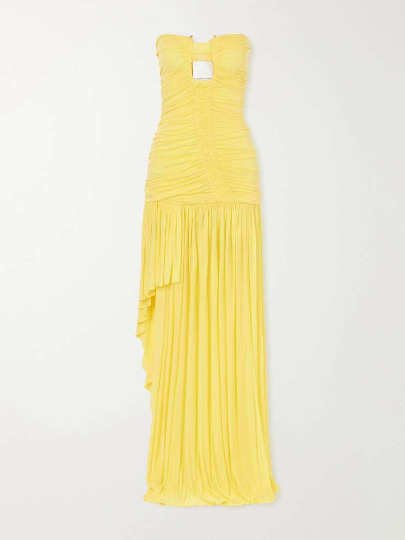 Christopher Esber Orion Strapless Ruched Chiffon Gown