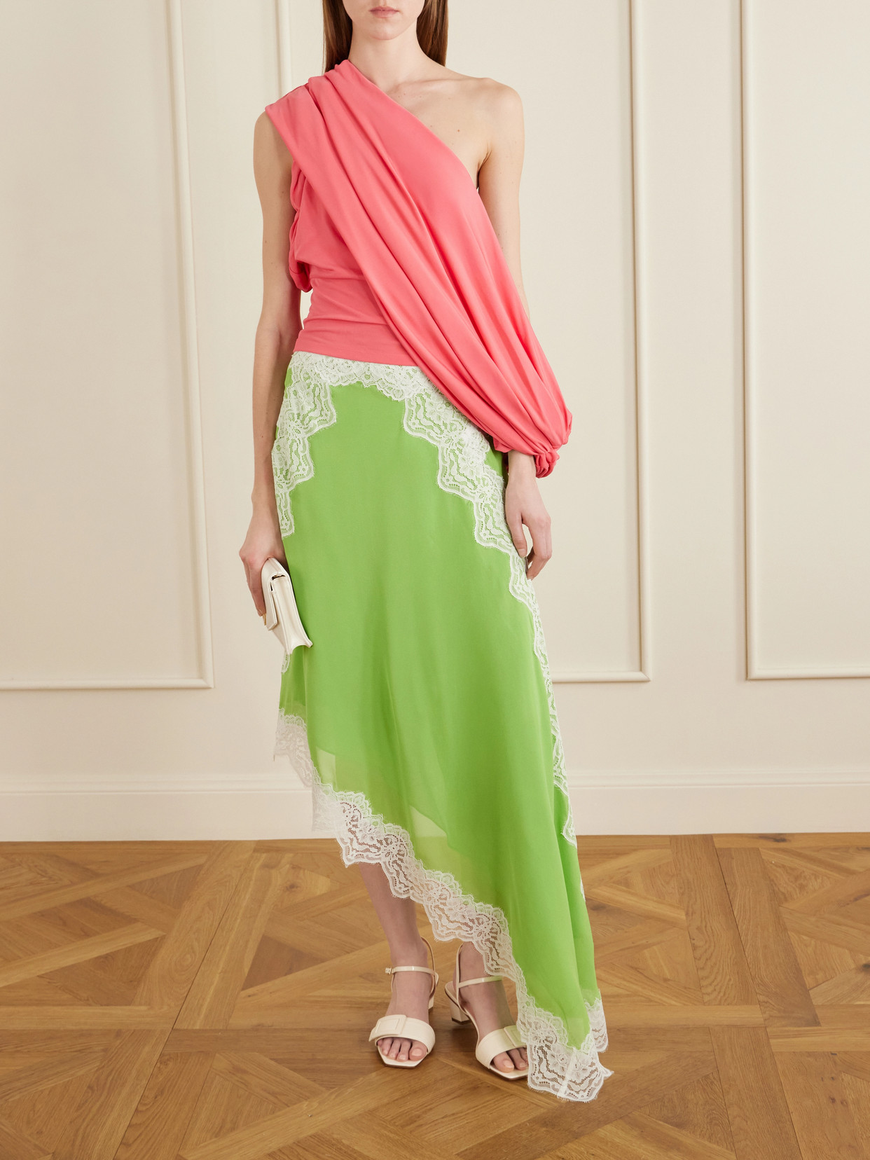 Aiba One-Shoulder Draped Jersey Top