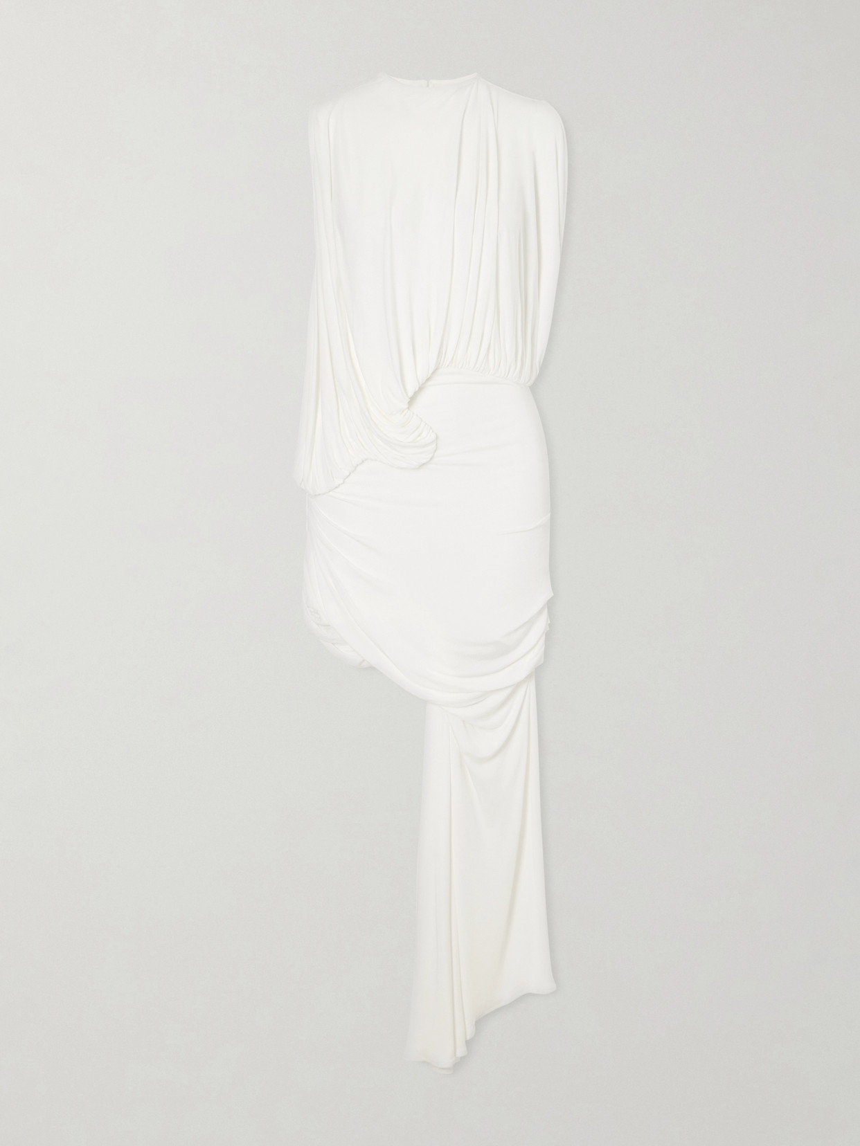 Christopher Esber Cumulus Asymmetric Gathered Ribbed-knit Jersey Mini Dress In White