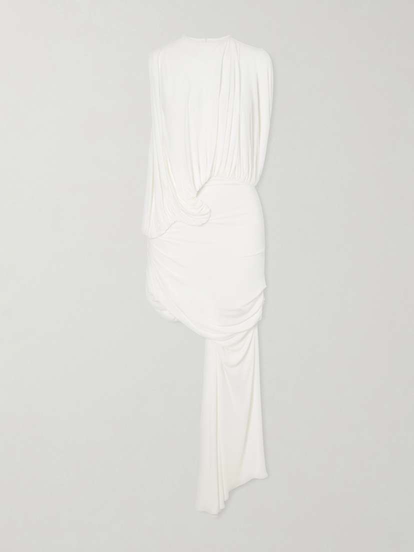 Christopher Esber Cumulus Asymmetric Gathered Ribbed-knit Jersey Mini Dress