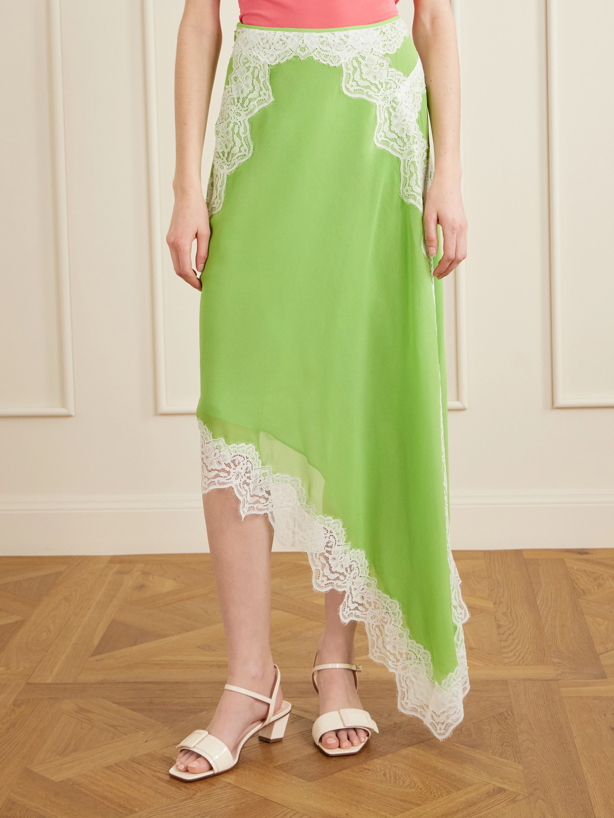 Verve Asymmetric Lace-Trimmed Midi