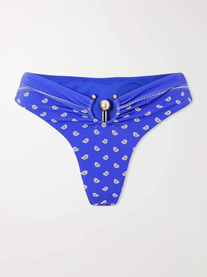 Christopher Esber Orbit Embellished Bandana-print Bikini Bottoms