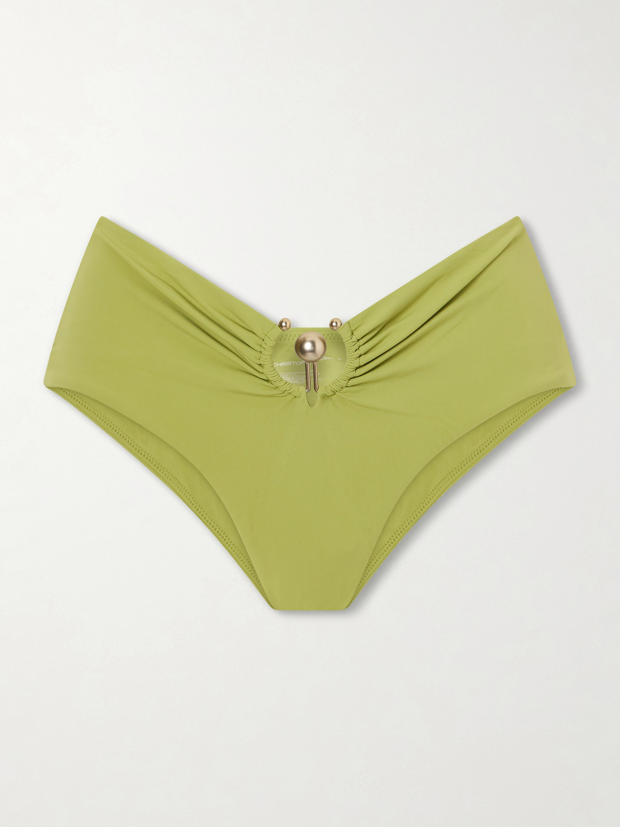 Christopher Esber Ruched Orbit Embellished Bikini Bottoms In Multi