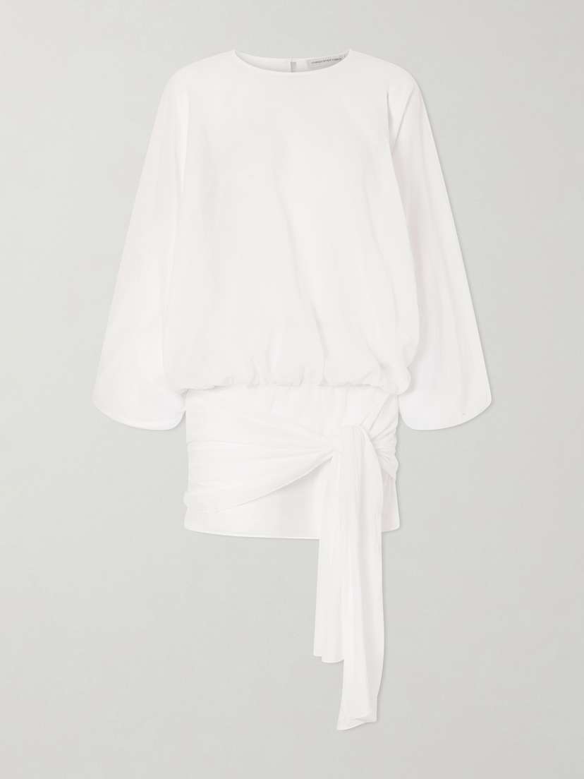 Christopher Esber Porto Tie-detailed Gathered Cotton-voile Mini Dress