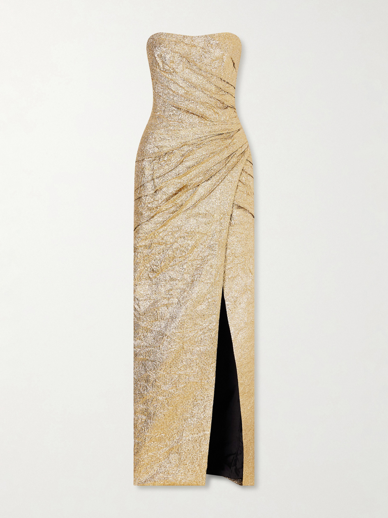 Marmar Halim Metallic Jacquard Gown In Gold