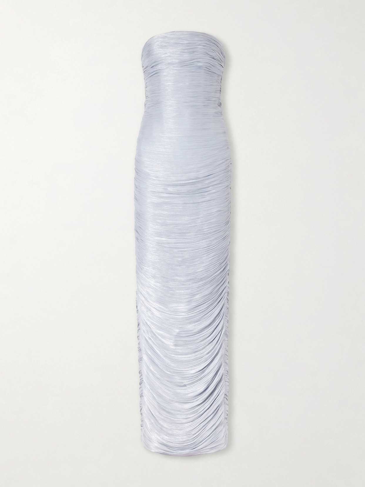 Marmar Halim Strapless Ruched Satin Gown In Blue