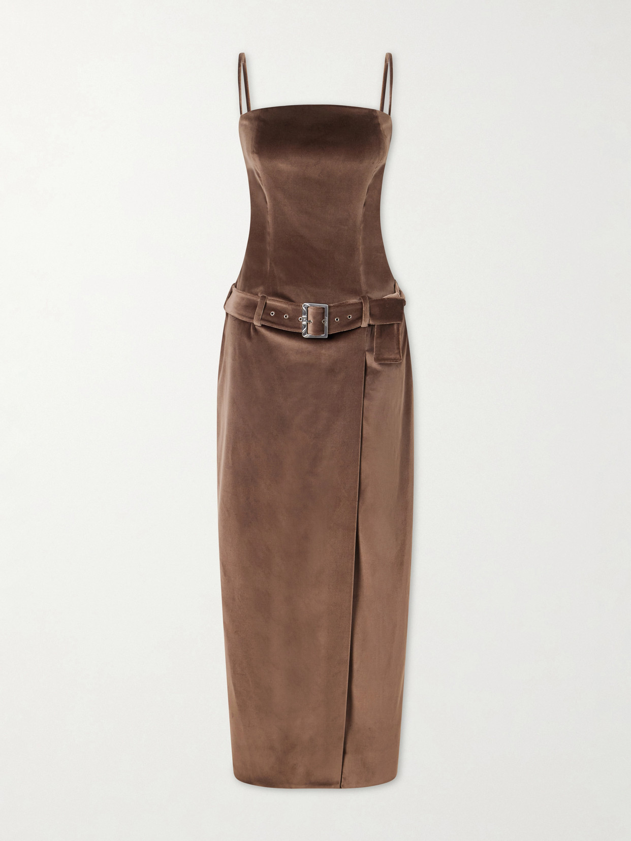 Wiederhoeft Julie Belted Cotton-blend Velvet Gown In Brown