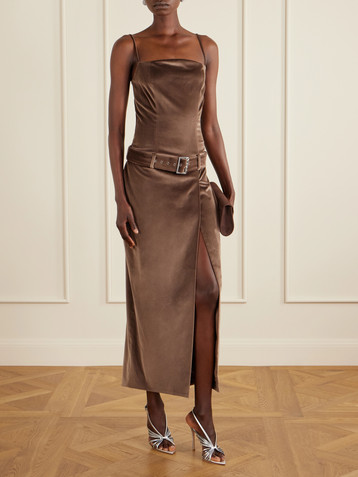 WIEDERHOEFT Julie belted cotton-blend velvet gown
