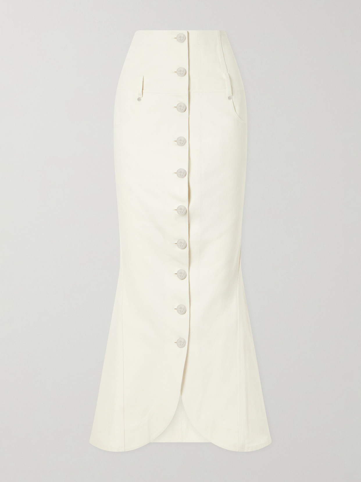 Wiederhoeft Embellished Denim Midi Skirt In Neutral