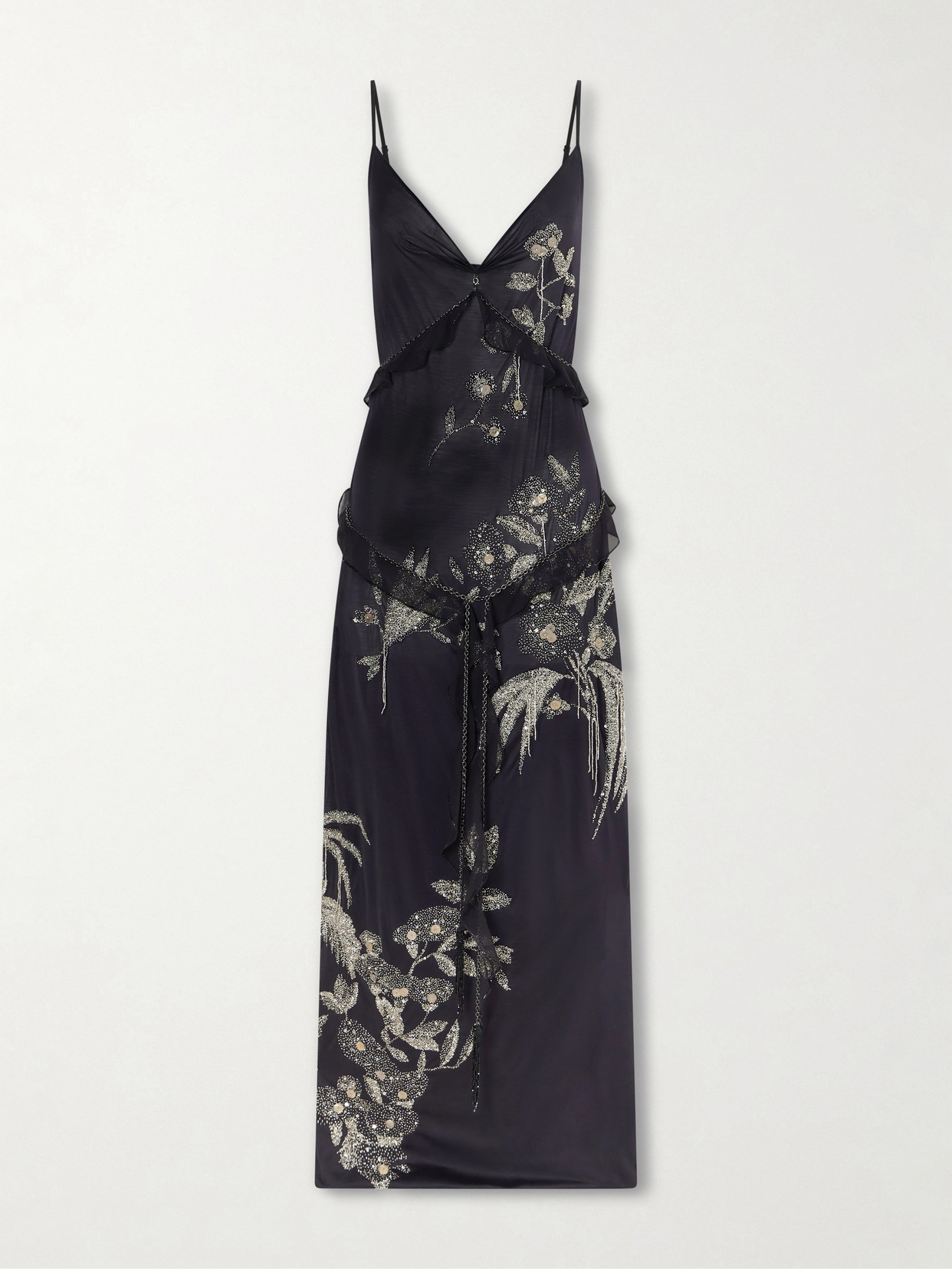 Wiederhoeft Arbe Crystal-embellished Sequined Silk-jersey Gown In Black