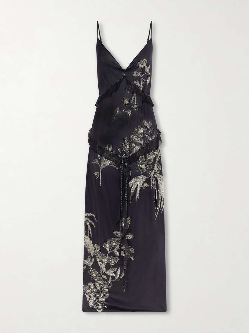 Wiederhoeft Arbe Crystal-embellished Sequined Silk-jersey Gown