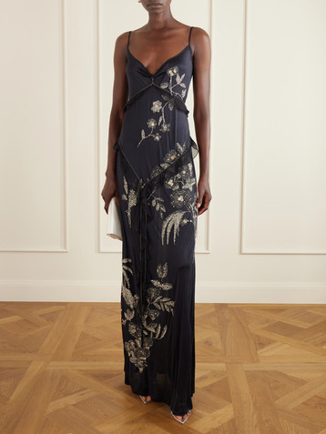 WIEDERHOEFT Arbe crystal-embellished sequined silk-jersey gown
