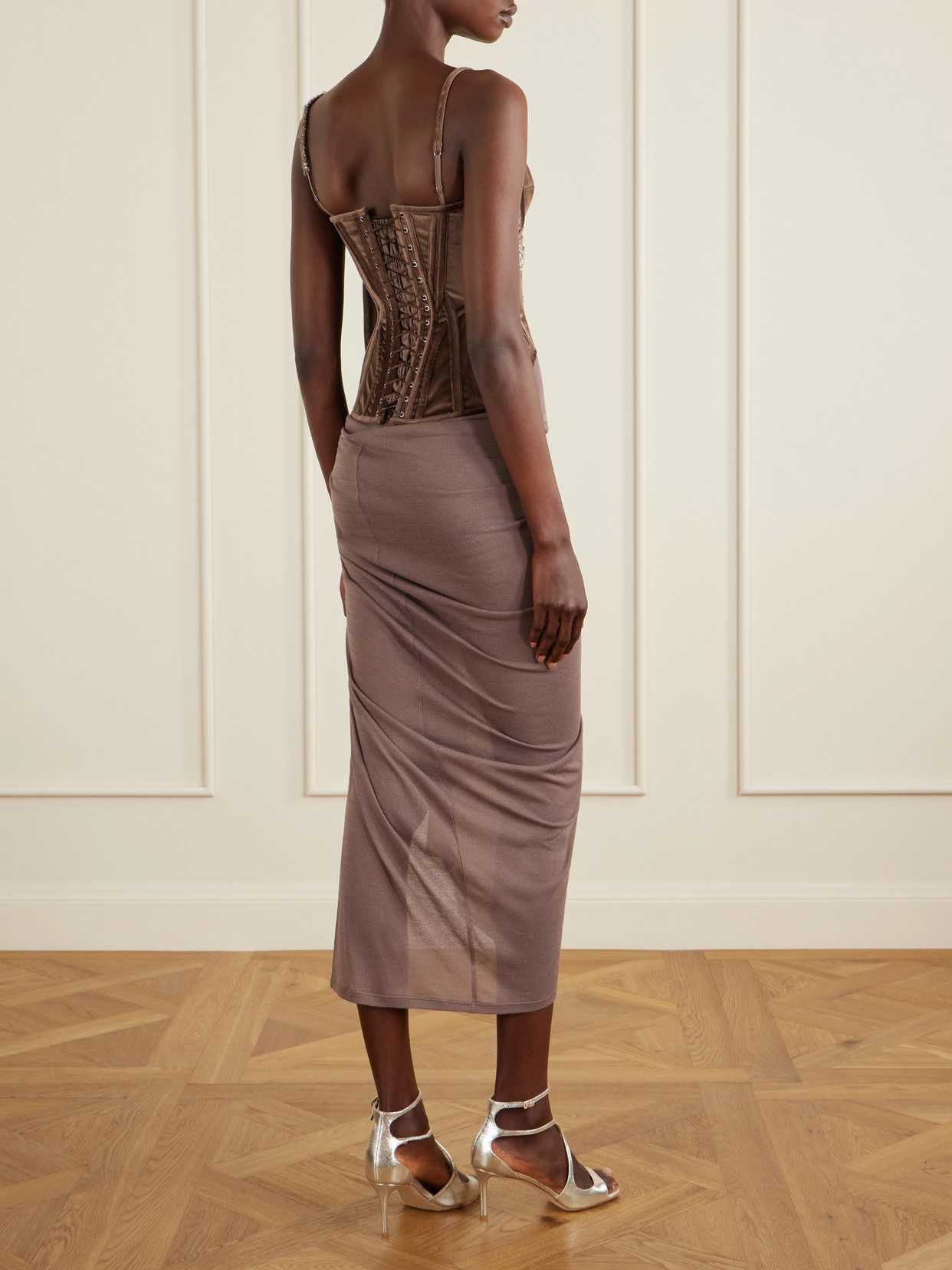 Embellished Draped Midi