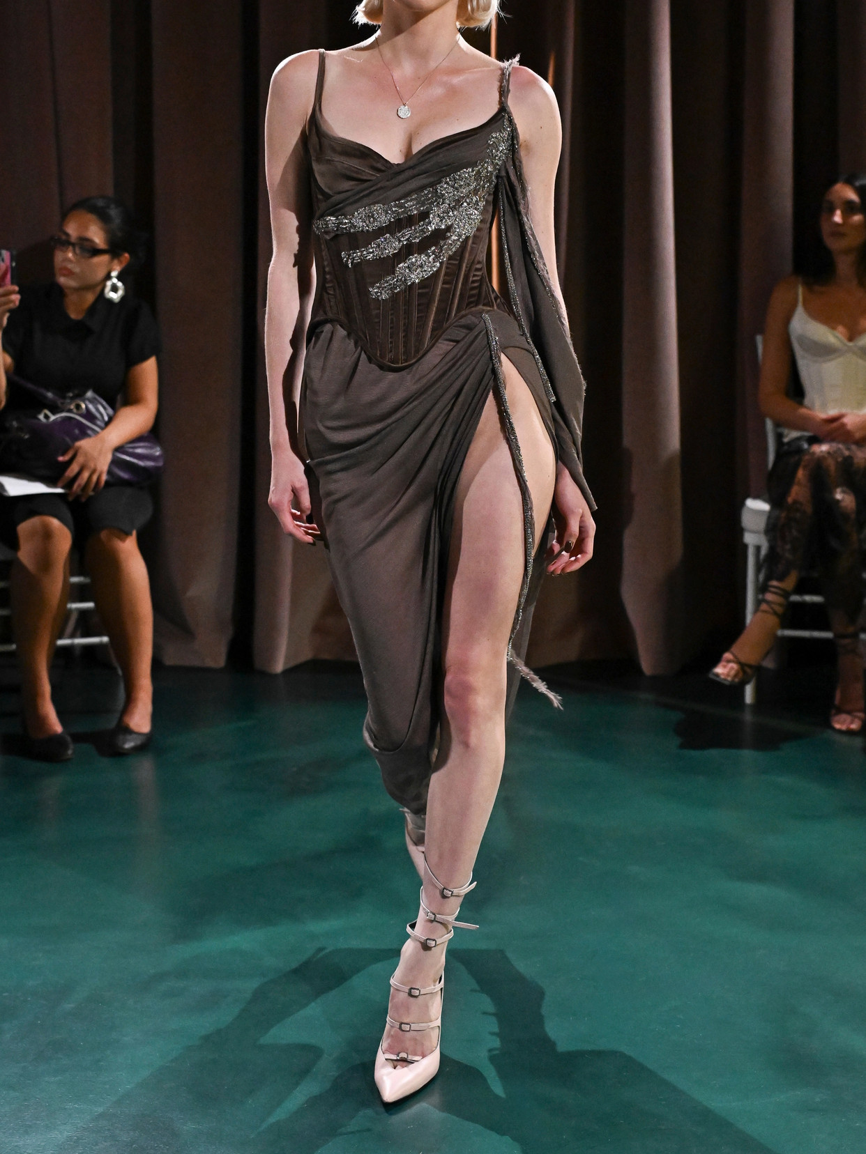 Embellished Draped Midi