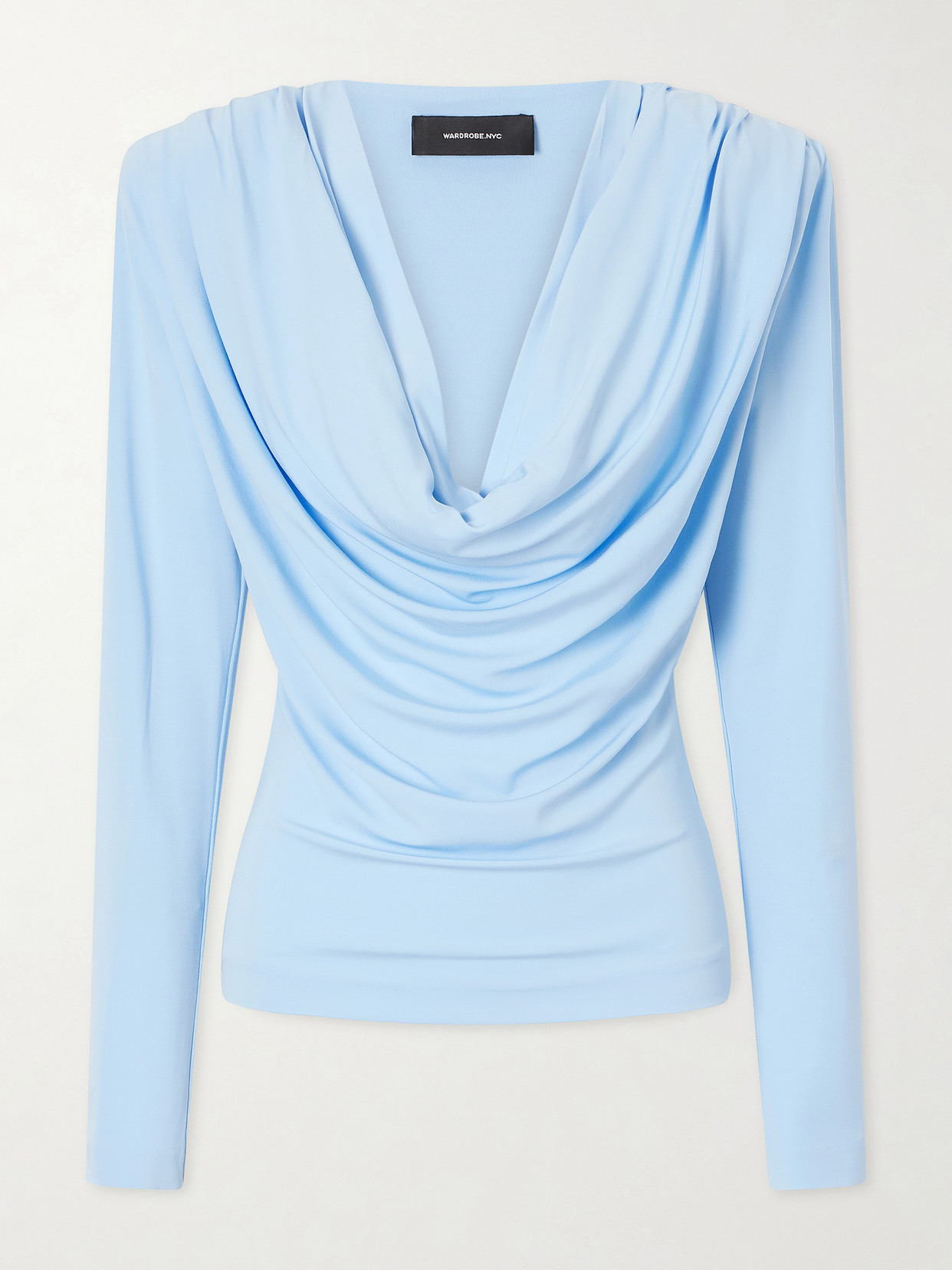 Wardrobe.nyc Draped Crepe-jersey Top In Blue