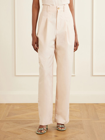 Wardrobe.NYC Pleated cotton-blend wide-leg pants