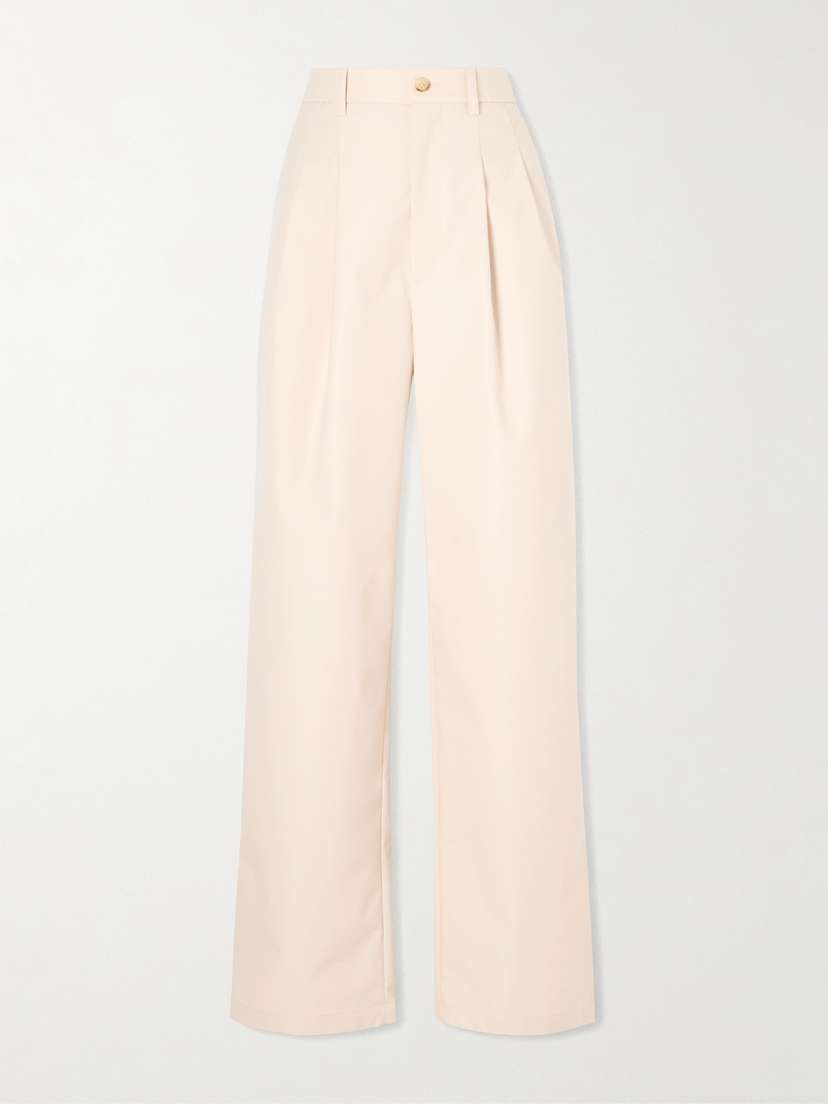 Wardrobe.NYC Pleated Cotton-blend Wide-leg Pants