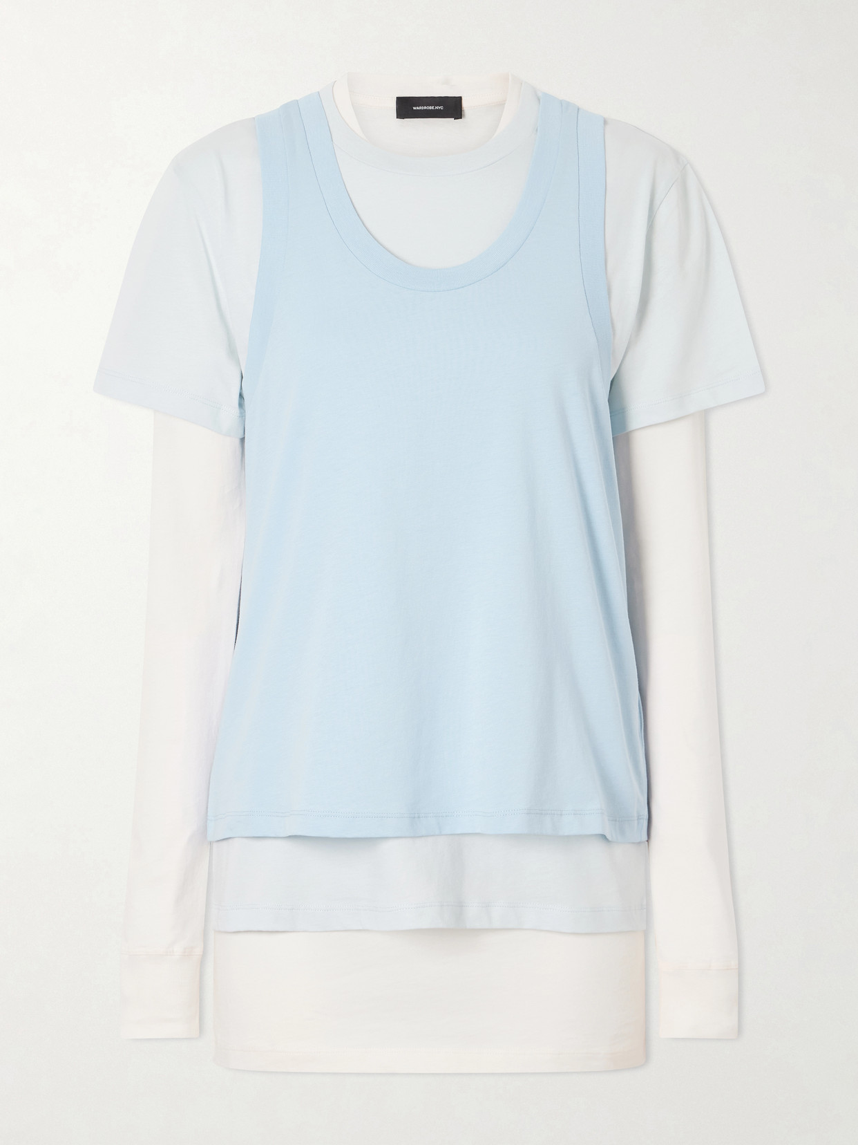 Wardrobe.nyc Layered Cotton-jersey T-shirt In Blue