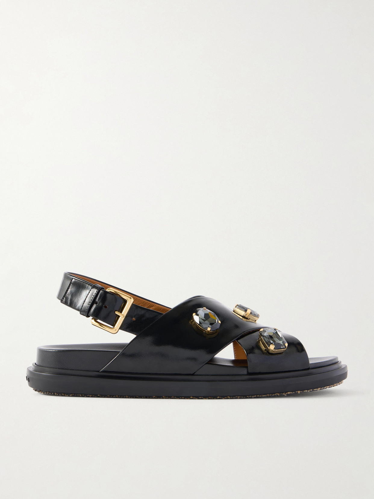 Marni Fussbett Embellished Leather Slingback Sandals In Black