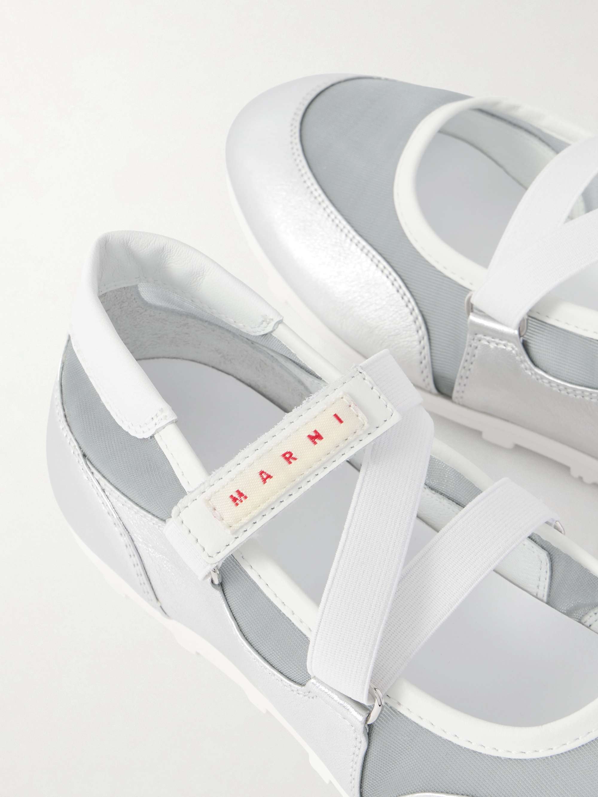 MARNI Metallic leather-trimmed mesh sneakers | NET-A-PORTER