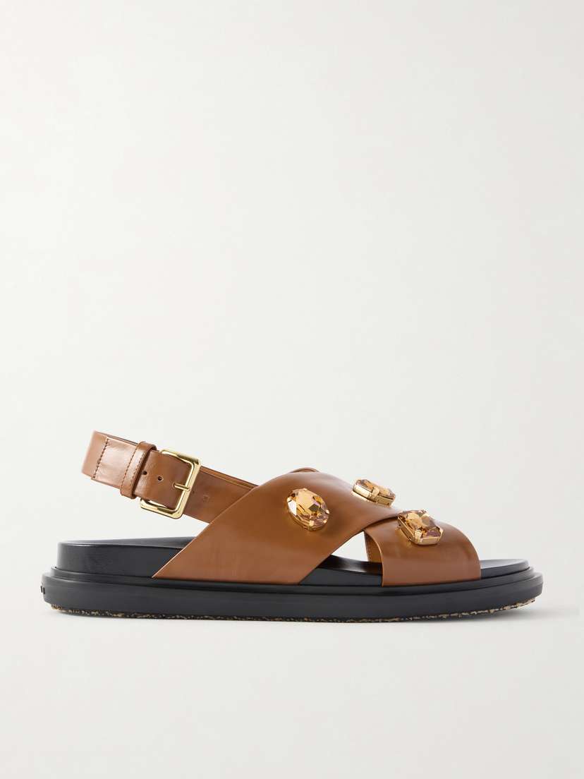 Marni Fussbett Embellished Leather Slingback Sandals
