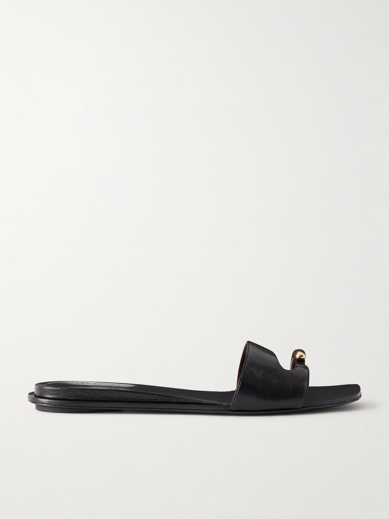Tory Burch Pierced Slide Flat Shoes With Soft Caprine Leather In Black