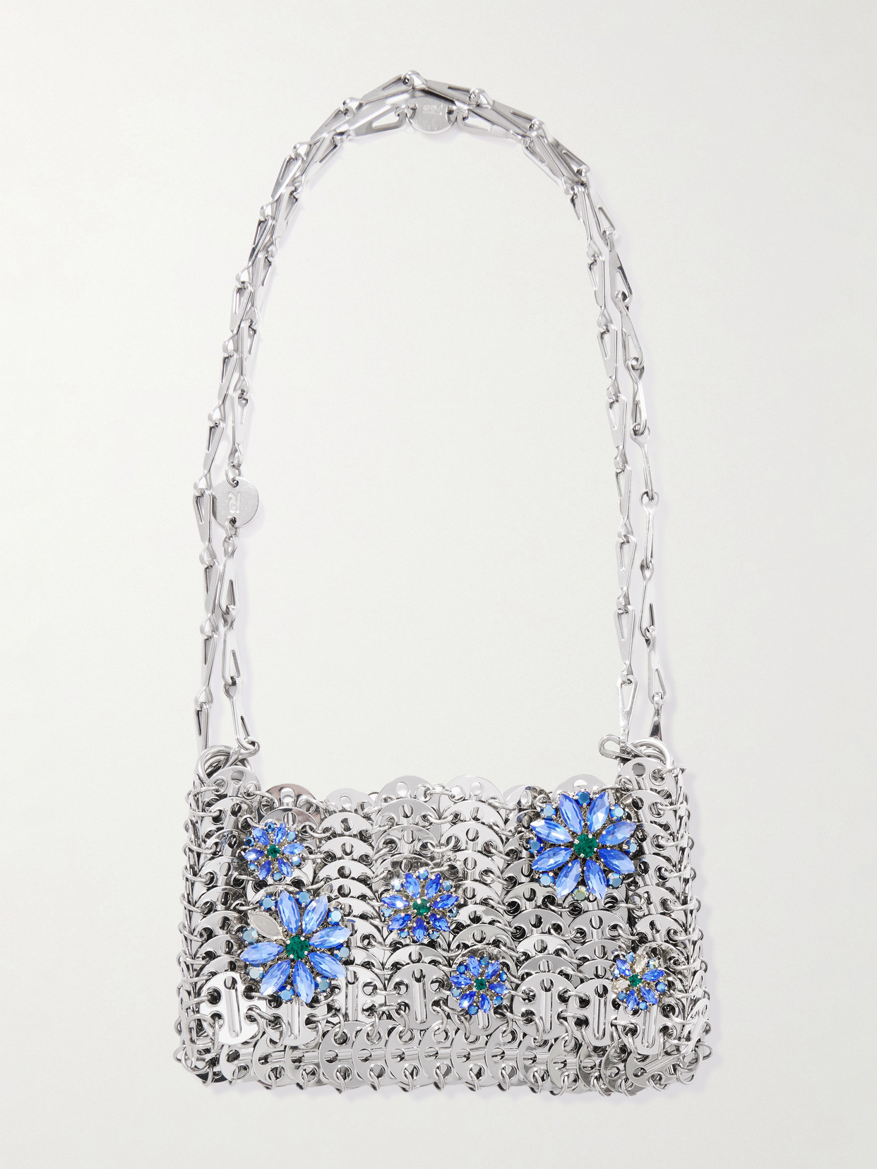 Rabanne Embellished Chainmail Shoulder Bag In Blue
