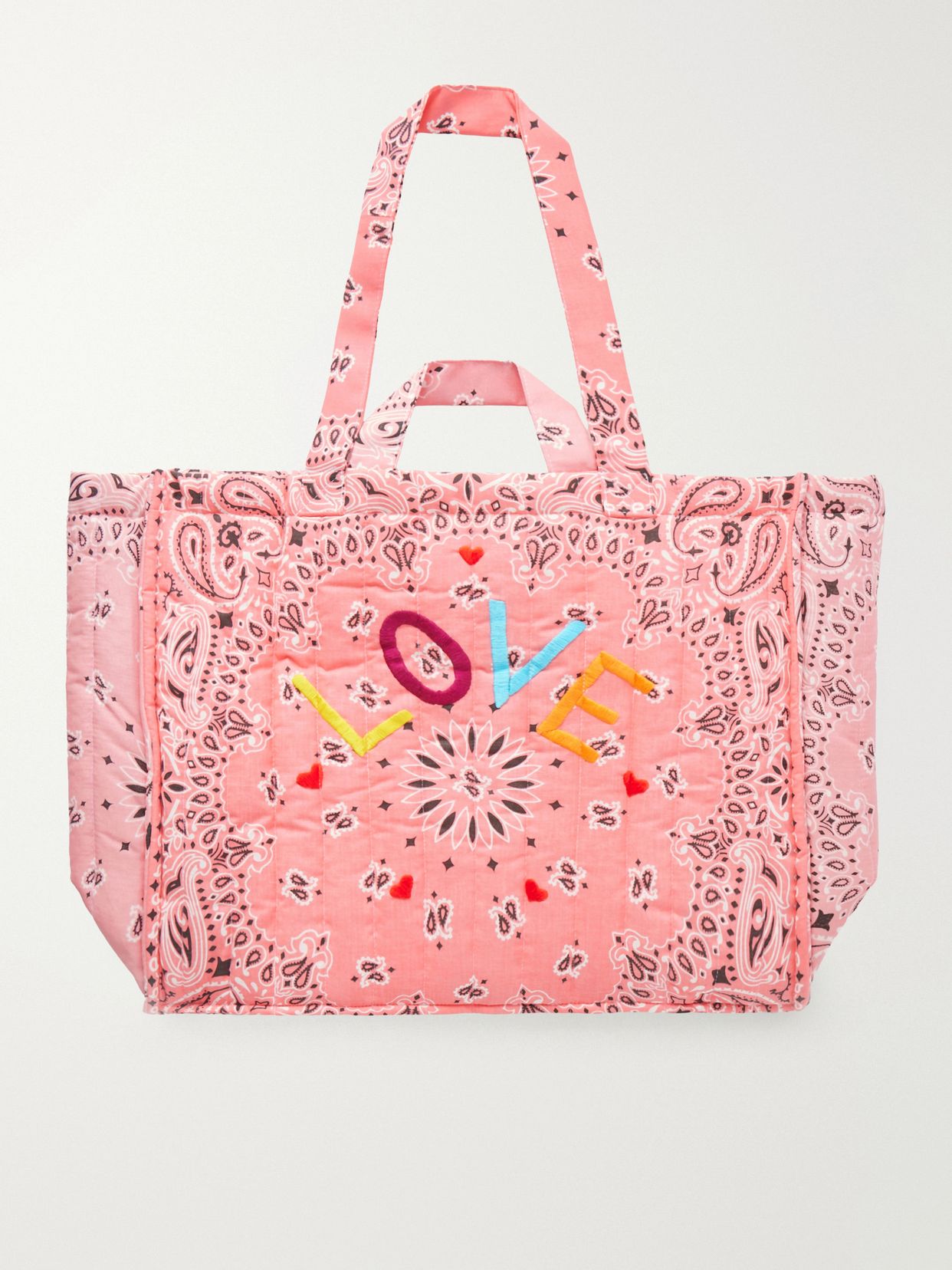 cabas maxi embroidered quilted printed cotton tote bag