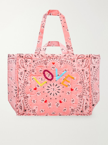CALL IT BY YOUR NAME Cabas maxi embroidered quilted printed cotton tote bag