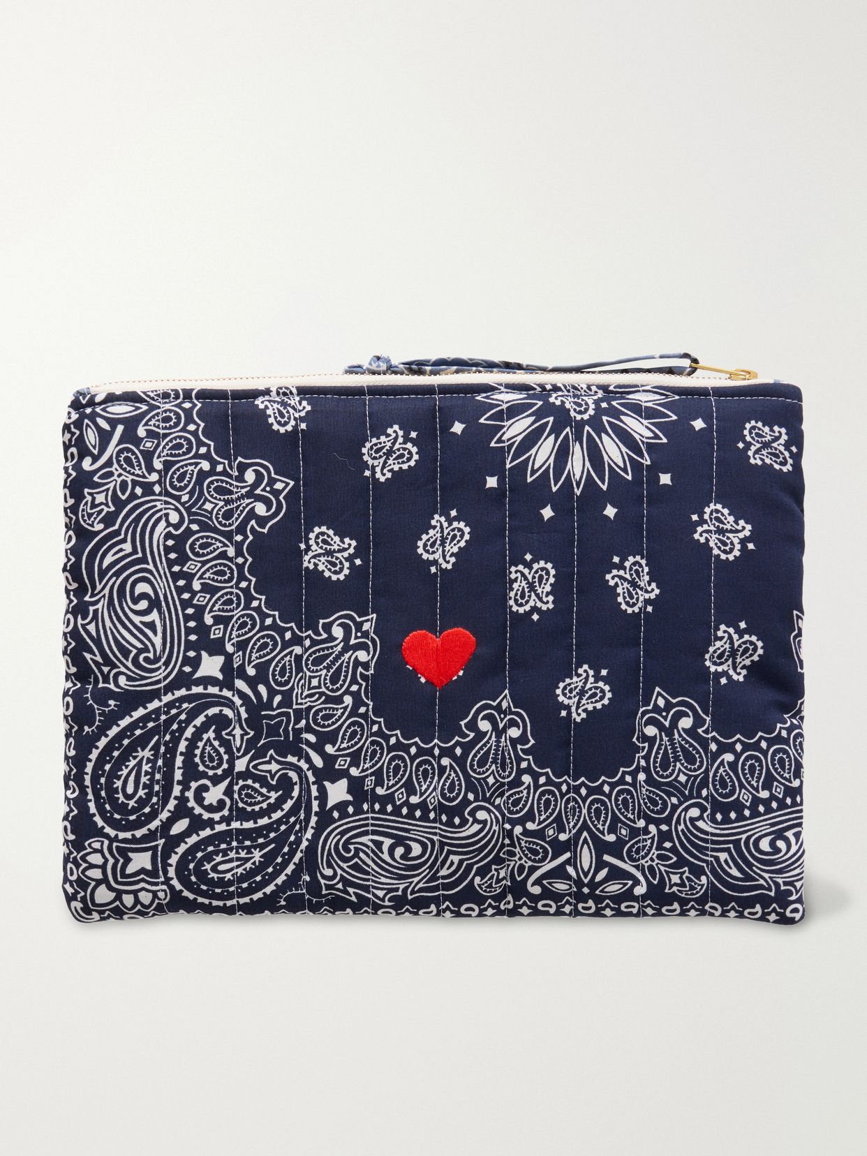 Coeur Vanity embroidered bandana-print cotton pouch