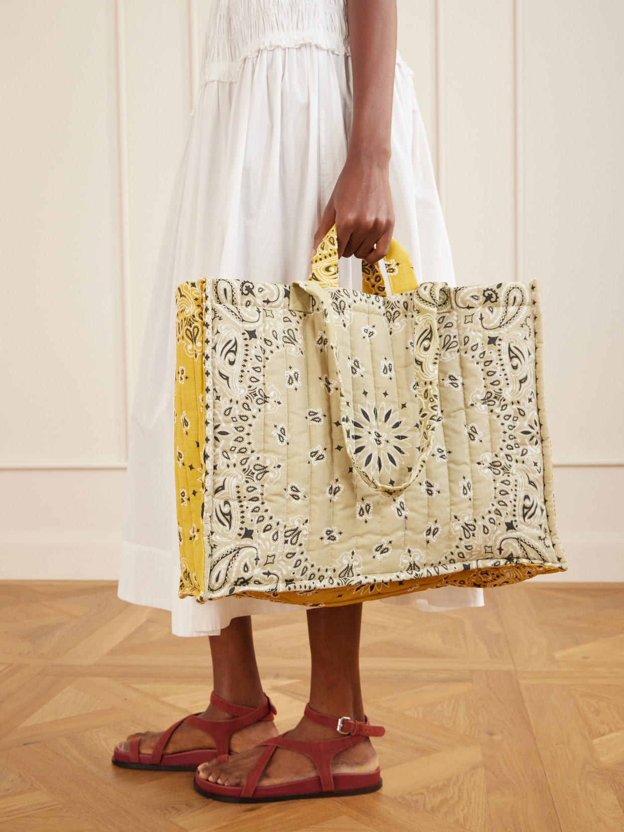 Maxi Cabas Quilted Bandana-Print Cotton Tote