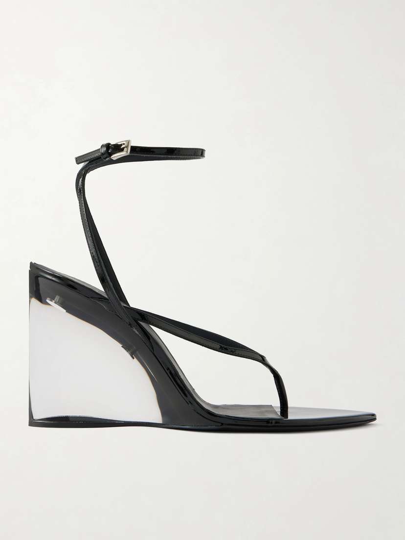 Alaïa Tong 90 Patent-leather Wedge Sandals