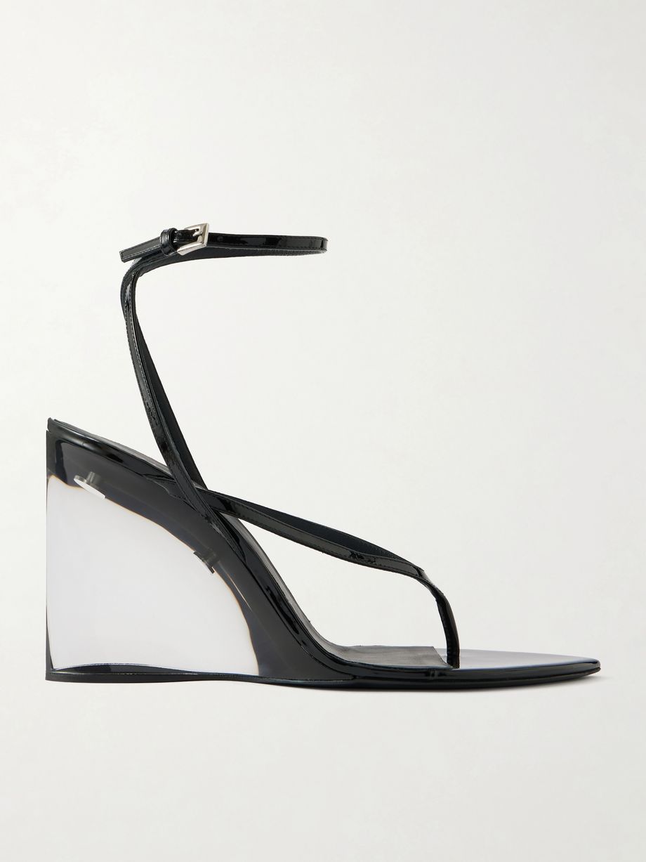 Tong 90 patent-leather wedge sandals