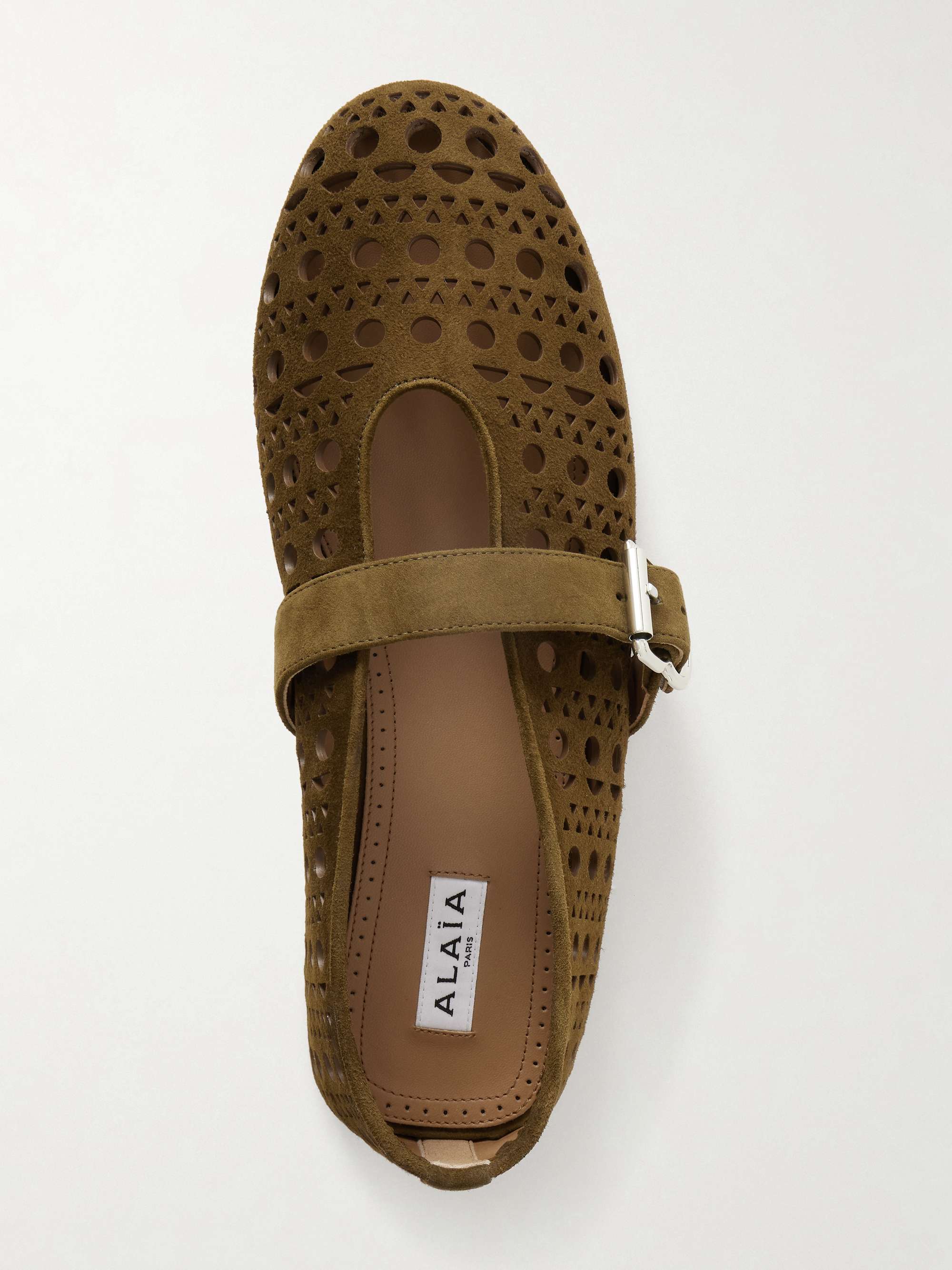 ALAÏA Laser-cut suede ballet flats | NET-A-PORTER