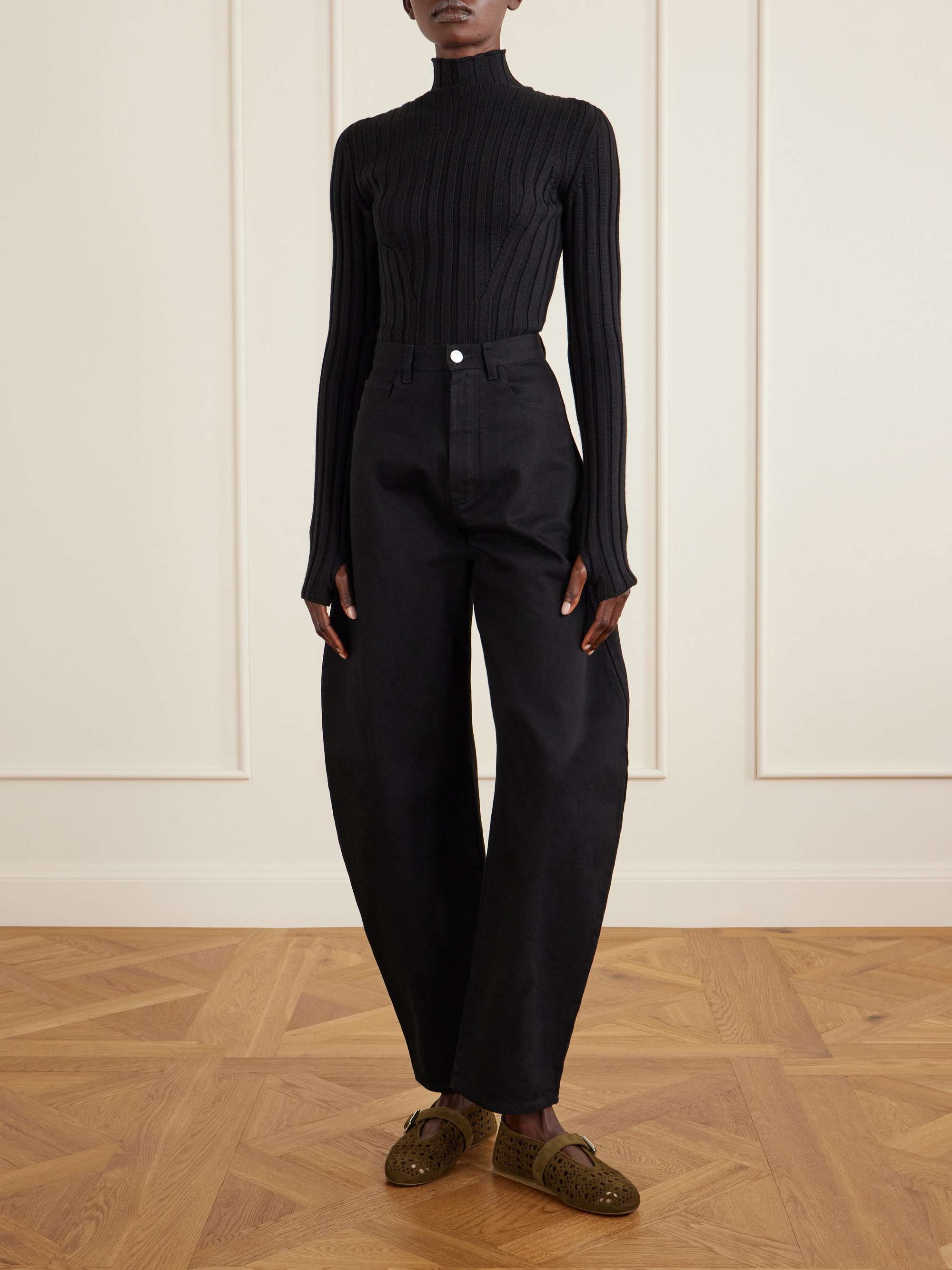 ALAÏA Laser-cut suede ballet flats | NET-A-PORTER
