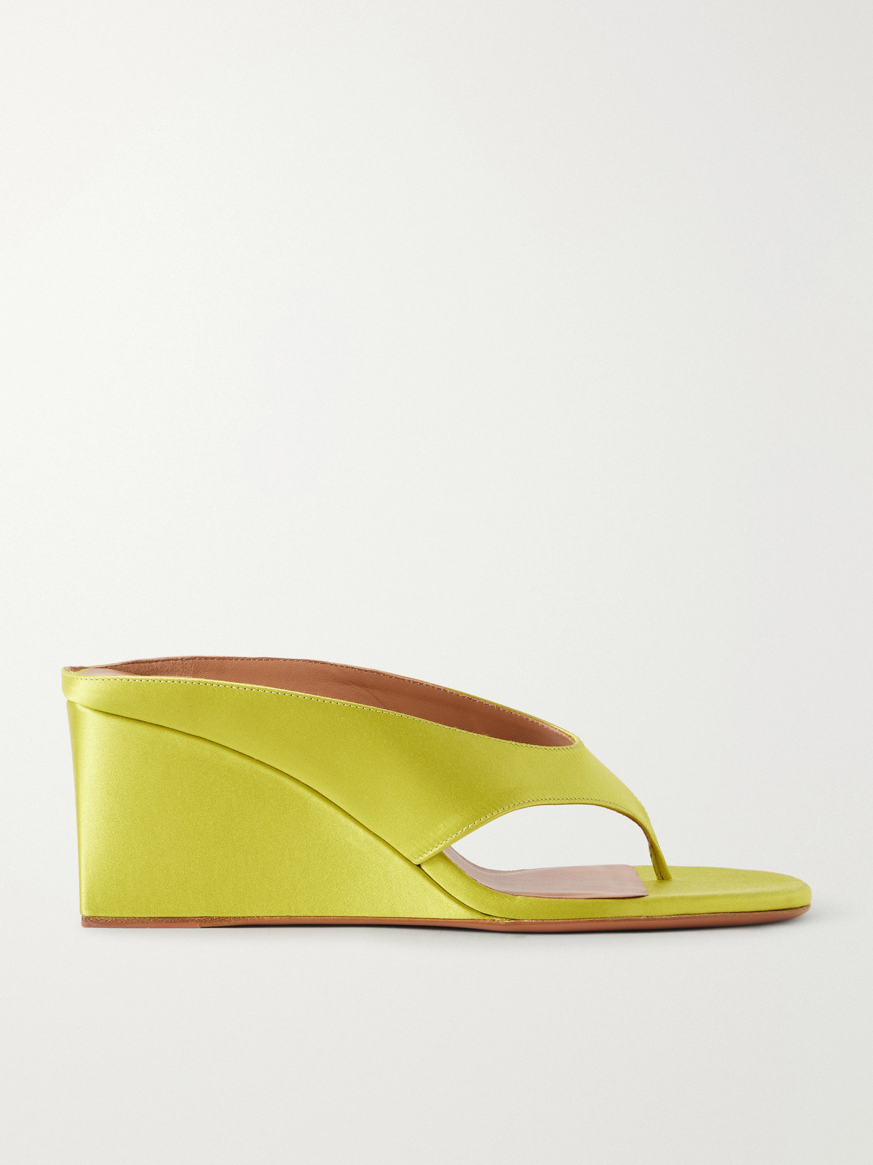Alaïa Cube Satin Wedge Thong Sandals In Green