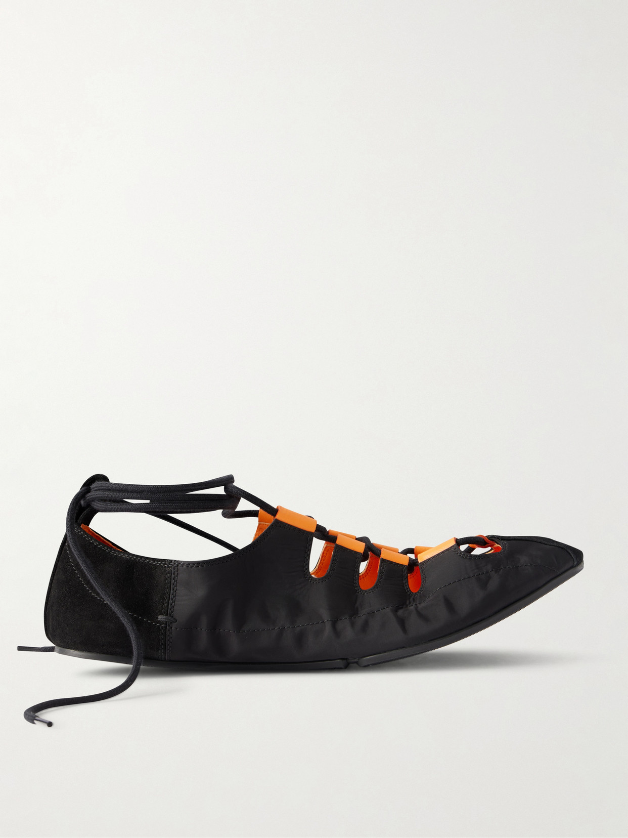 Alaïa Suede-trimmed Shell Ballet Flats In Black